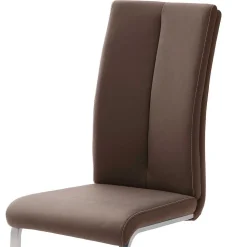Swingstuhl in Braun Kunstleder Lemgo mit Edelstahlgestell (4er Set)