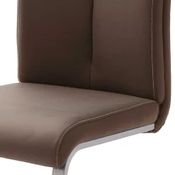 Swingstuhl in Braun Kunstleder Lemgo mit Edelstahlgestell (4er Set)