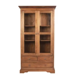 Teakholz Vitrinenschrank Mangato im Landhausstil