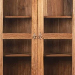 Teakholz Vitrinenschrank Mangato im Landhausstil