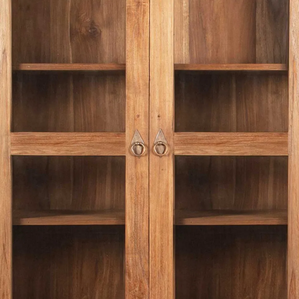 Teakholz Vitrinenschrank Mangato im Landhausstil