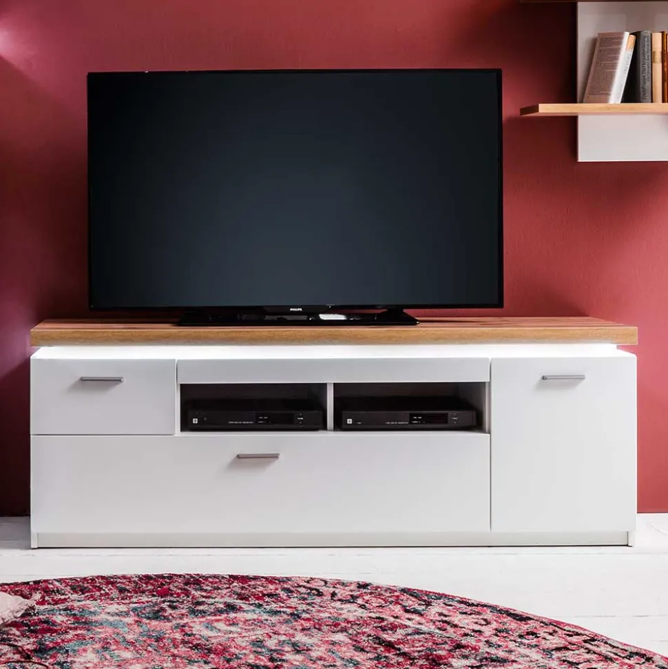 Topp TV Element in Weiß & Wildeiche mit LED - Caldri