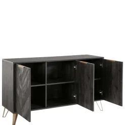 Türen-Kommode in Holzoptik Black Wash - Salivi V