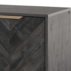 Türen-Kommode in Holzoptik Black Wash - Salivi V