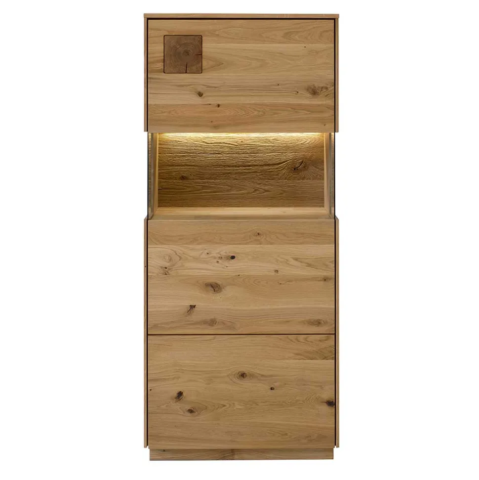 1-türige Highboard Vitrine aus Wildeiche - Millena