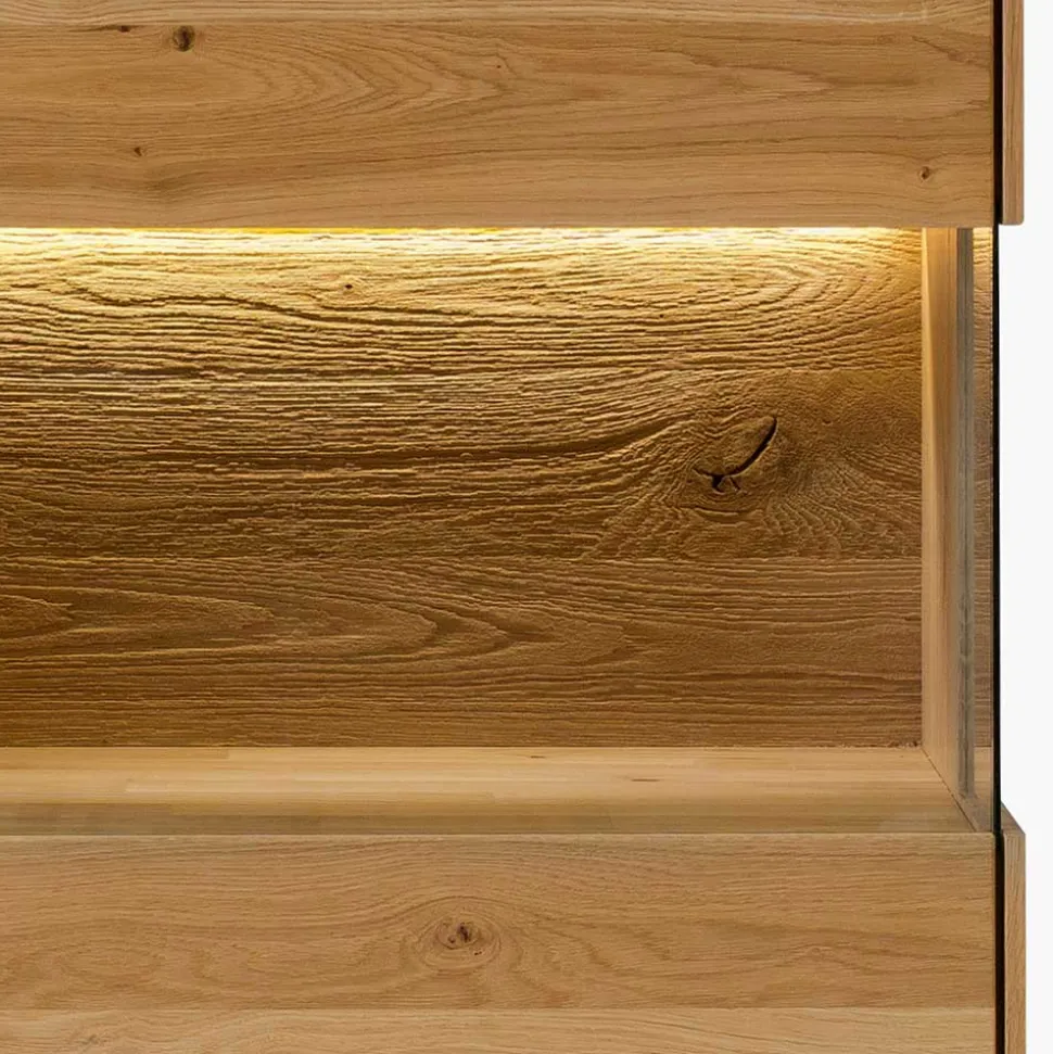 1-türige Highboard Vitrine aus Wildeiche - Millena