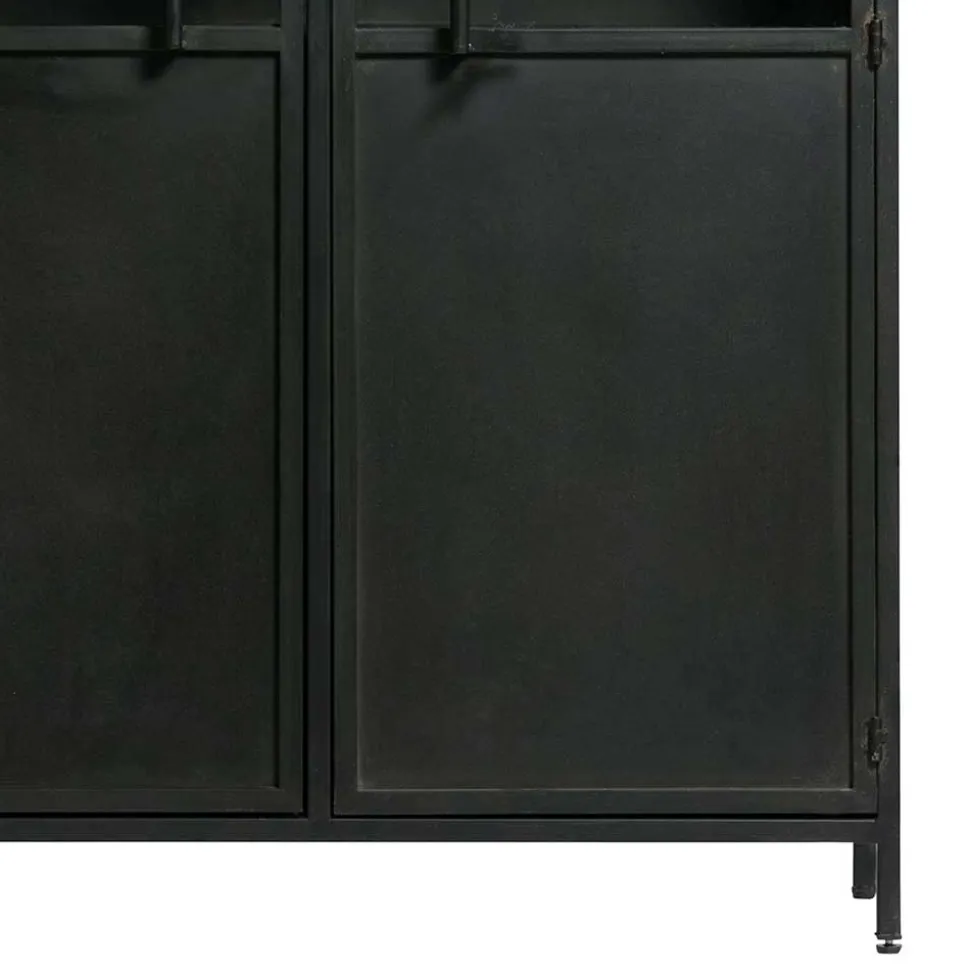 2-türige Metall Vitrine in Schwarz - Ponnya
