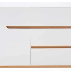 2-türige Retro Kommode mit 5 Schubladen Flacon in Weiß