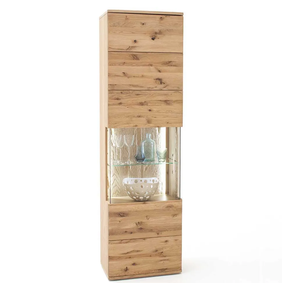 1-türige Schrank Vitrine aus Massivholz - Crokas