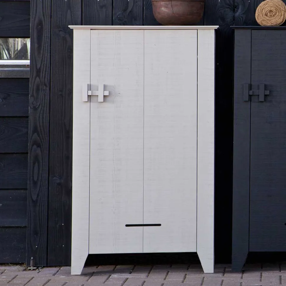 1-türiger Kiefer Schrank in hellem Grau - Ennyano