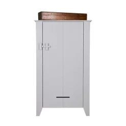 1-türiger Kiefer Schrank in hellem Grau - Ennyano