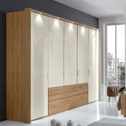 5-türiger Kleiderschrank Anglesia in Creme und Eiche