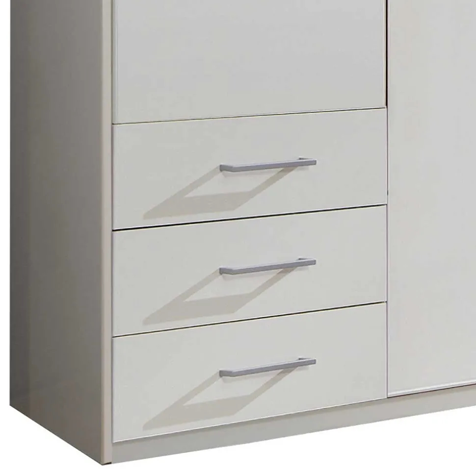 6-türiger Kleiderschrank in Weiß mit Spiegel - Furcia