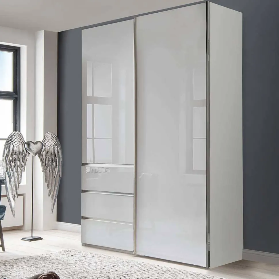 2-türiger Kleiderschrank in Weiß Glas - Heralisa