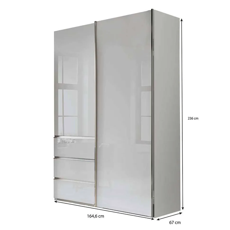 2-türiger Kleiderschrank in Weiß Glas - Heralisa