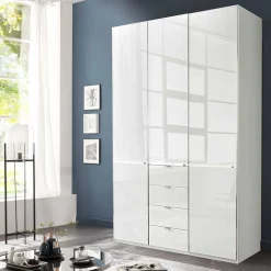 3-türiger Kleiderschrank in Weiß Glasfront - Rocca