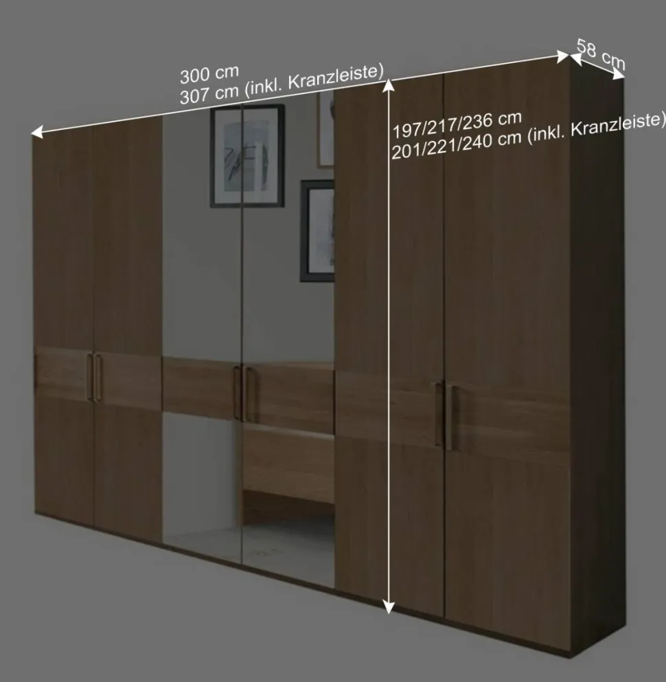 6-türiger Kleiderschrank mit 2 Spiegeln - Emdsiva III