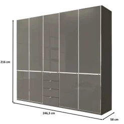 5-türiger Kombi-Kleiderschrank 247 cm breit - Madita