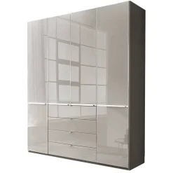 4-türiger Kombi-Kleiderschrank in Hellgrau Glas - Korcula