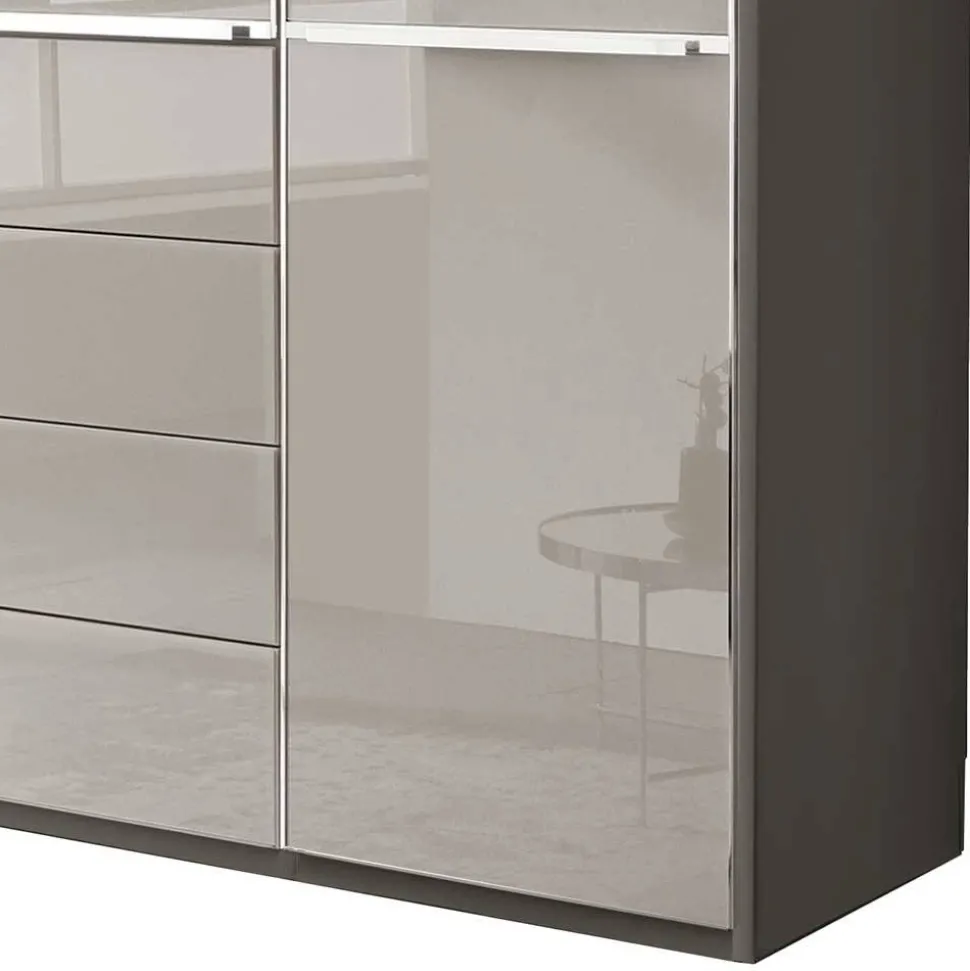 4-türiger Kombi-Kleiderschrank in Hellgrau Glas - Korcula