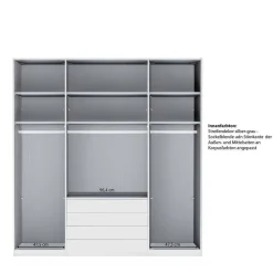 4-türiger Kombi-Kleiderschrank in Hellgrau Glas - Korcula