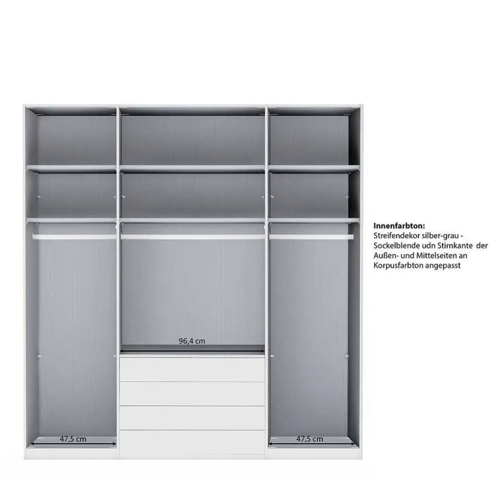 4-türiger Kombi-Kleiderschrank in Hellgrau Glas - Korcula