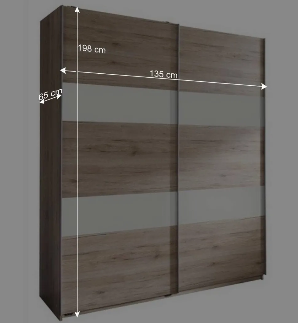 2-türiger Schiebetürenschrank 135 cm breit - Rudolf