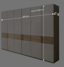 6-türiger Schlafraum Kleiderschrank in Glas Beige - Emdsiva I