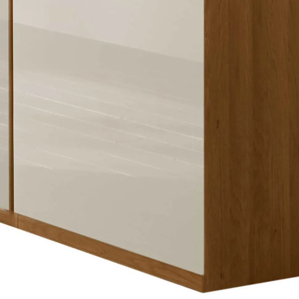 6-türiger Schlafraum Kleiderschrank in Glas Beige - Emdsiva I