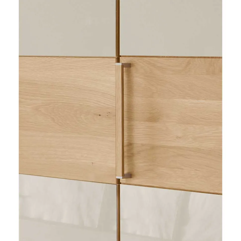 6-türiger Schlafraum Kleiderschrank in Glas Beige - Emdsiva I