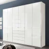 6-türiger Schlafzimmerschrank in Weiß Glasfront - Rocca