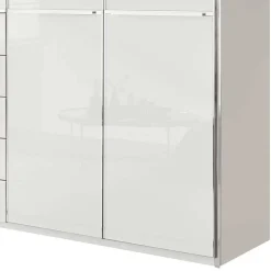 6-türiger Schlafzimmerschrank in Weiß Glasfront - Rocca