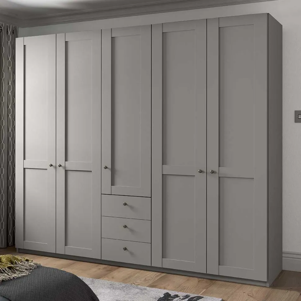 5-türiger Schlafzimmer-Schrank in Hellgrau - Ridonna