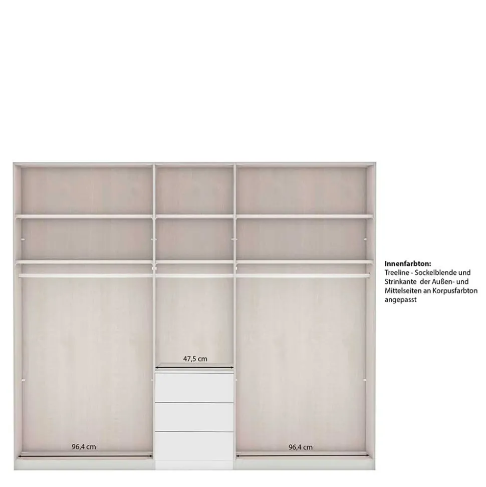 5-türiger Schlafzimmer-Schrank in Hellgrau - Ridonna