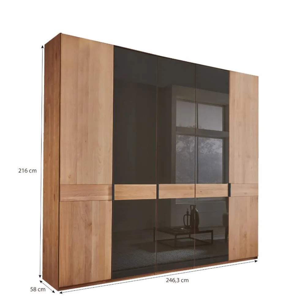 5-türiger Schlafzimmer-Schrank in Erle teilmassiv - Hung