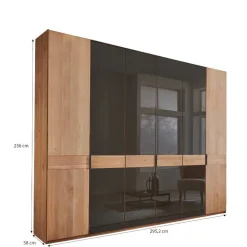 6-türiger Schlafzimmerschrank mit Glas - Hung