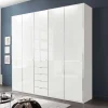 5-türiger Schlafzimmerschrank in Weiß Glasfront - Rocca
