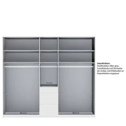 5-türiger Schlafzimmerschrank in Weiß Glasfront - Rocca