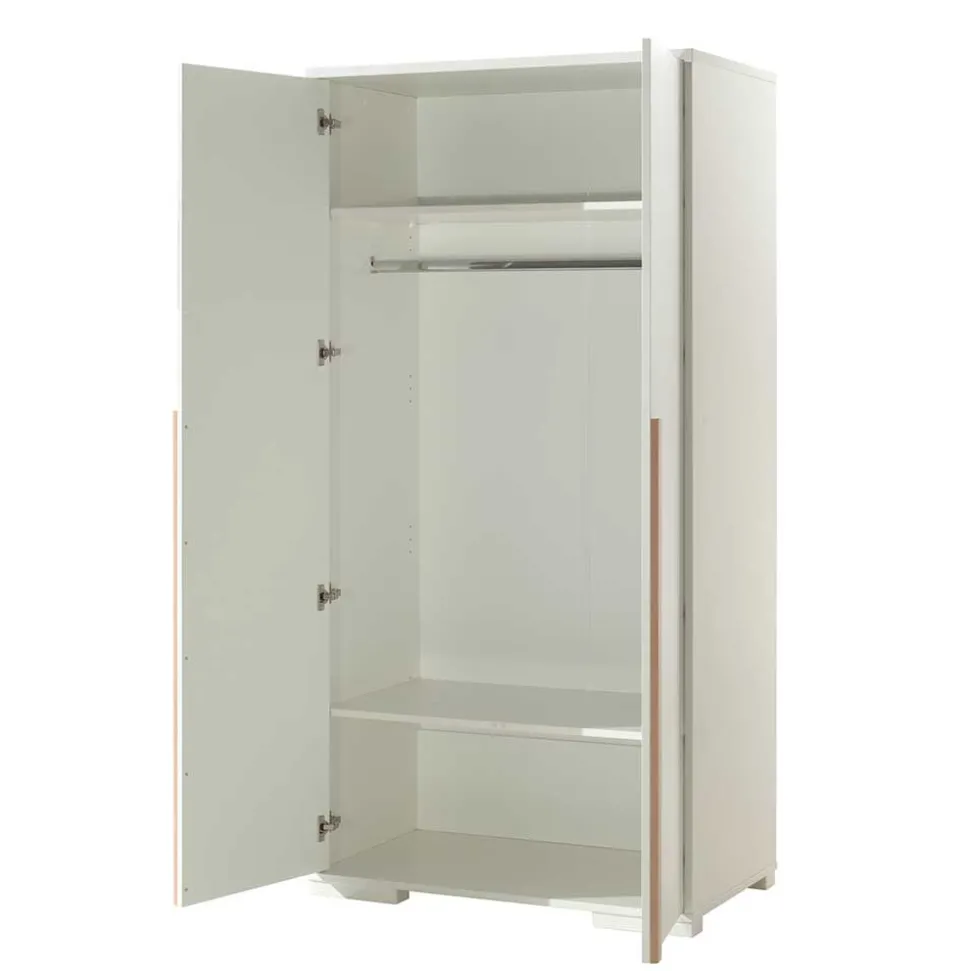 2-türiger Schlafzimmerschrank in Weiß mit Buche - Eldrus