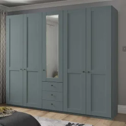 5-türiger Schlafzimmerschrank in Graugrün - Rajavo