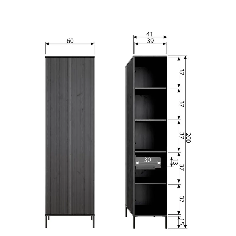 2-türiger Schrank in Schwarz - Gelvins