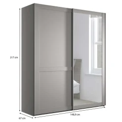 2-türiger Schwebetürenschrank mit Metallgriffen - Ridonna