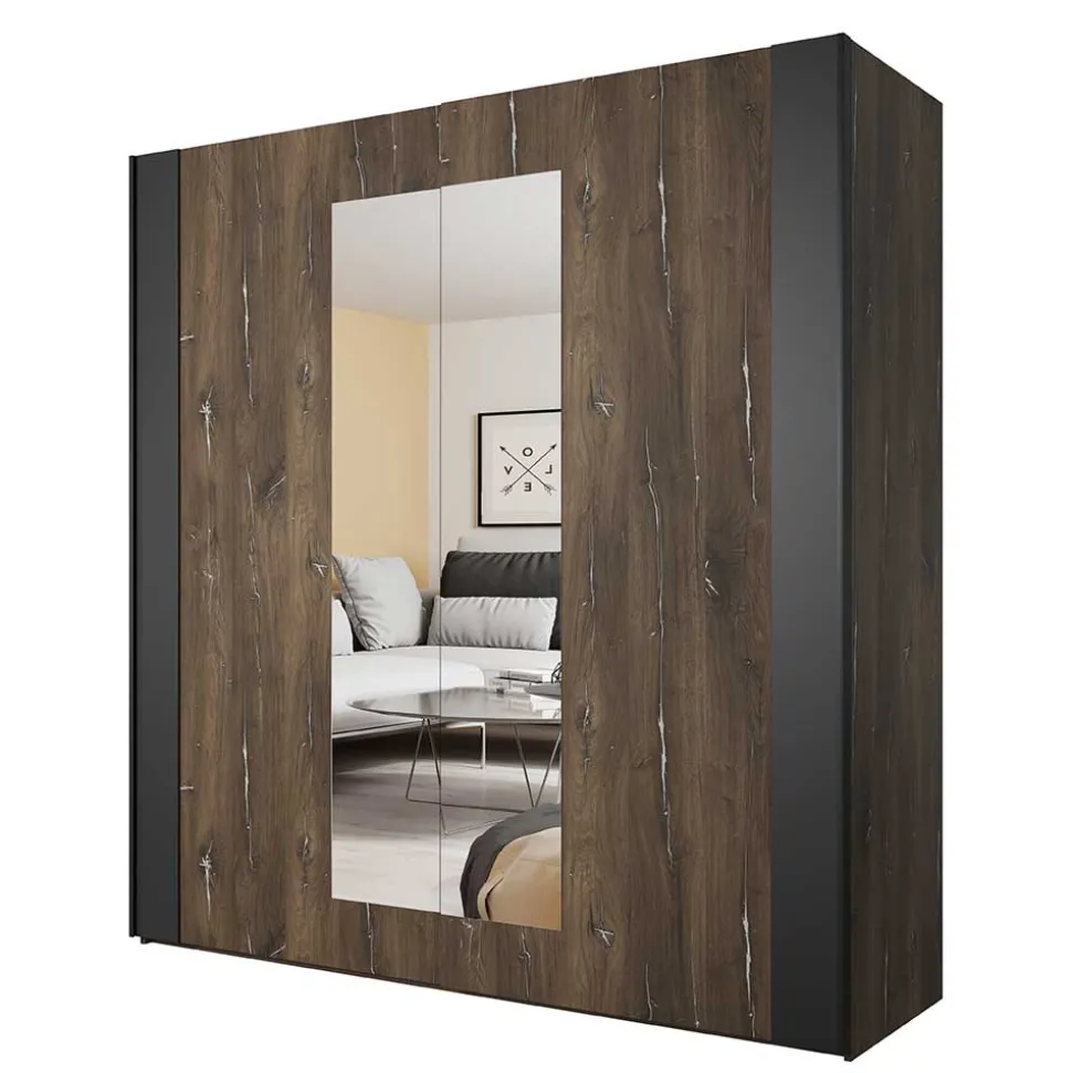 2-türiger Schwebetürenschrank mit Spiegel - 200x213x64 - Rose