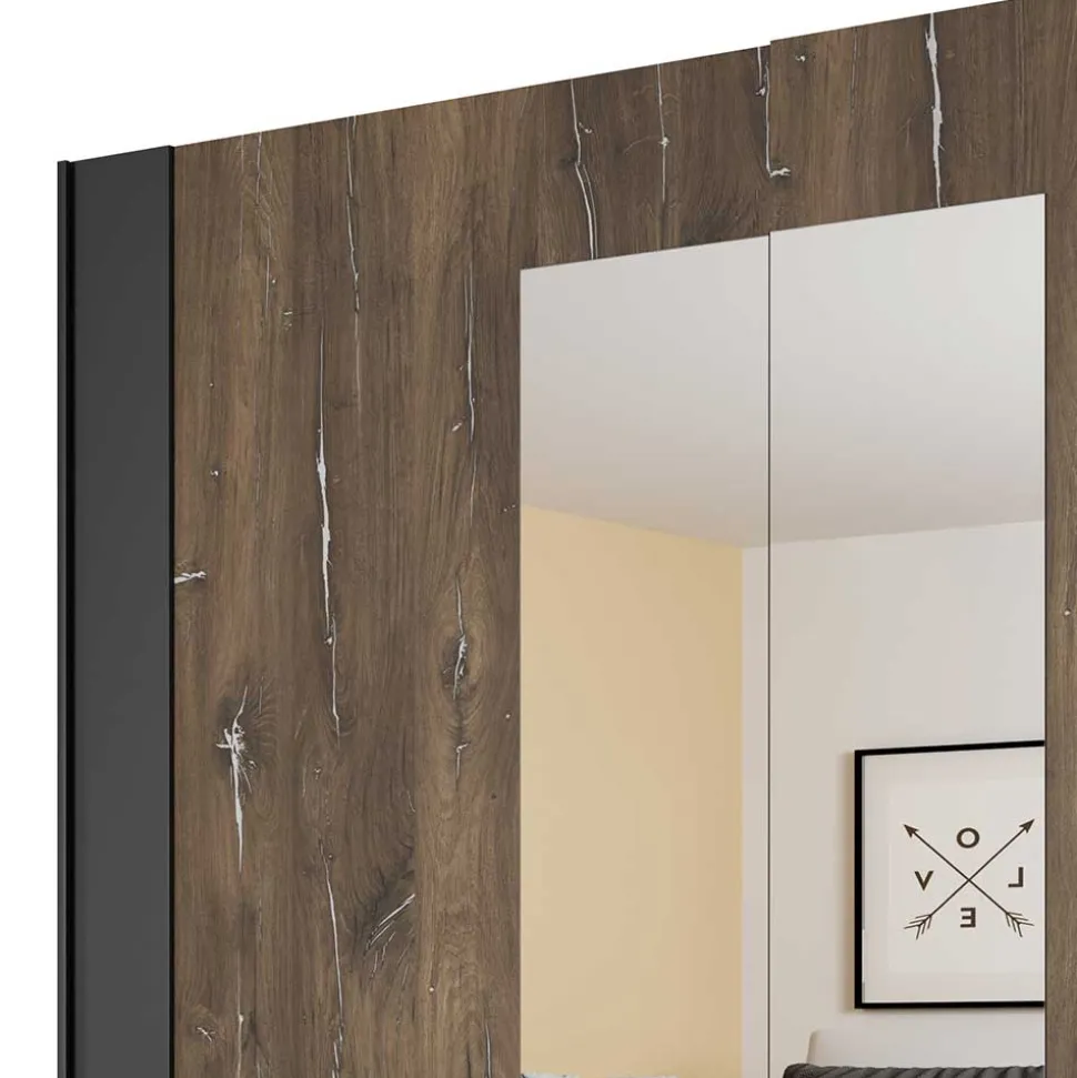 2-türiger Schwebetürenschrank mit Spiegel - 200x213x64 - Rose