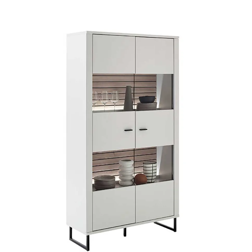2-türiger Vitrinenschrank mit Metallgriffen - Varzino