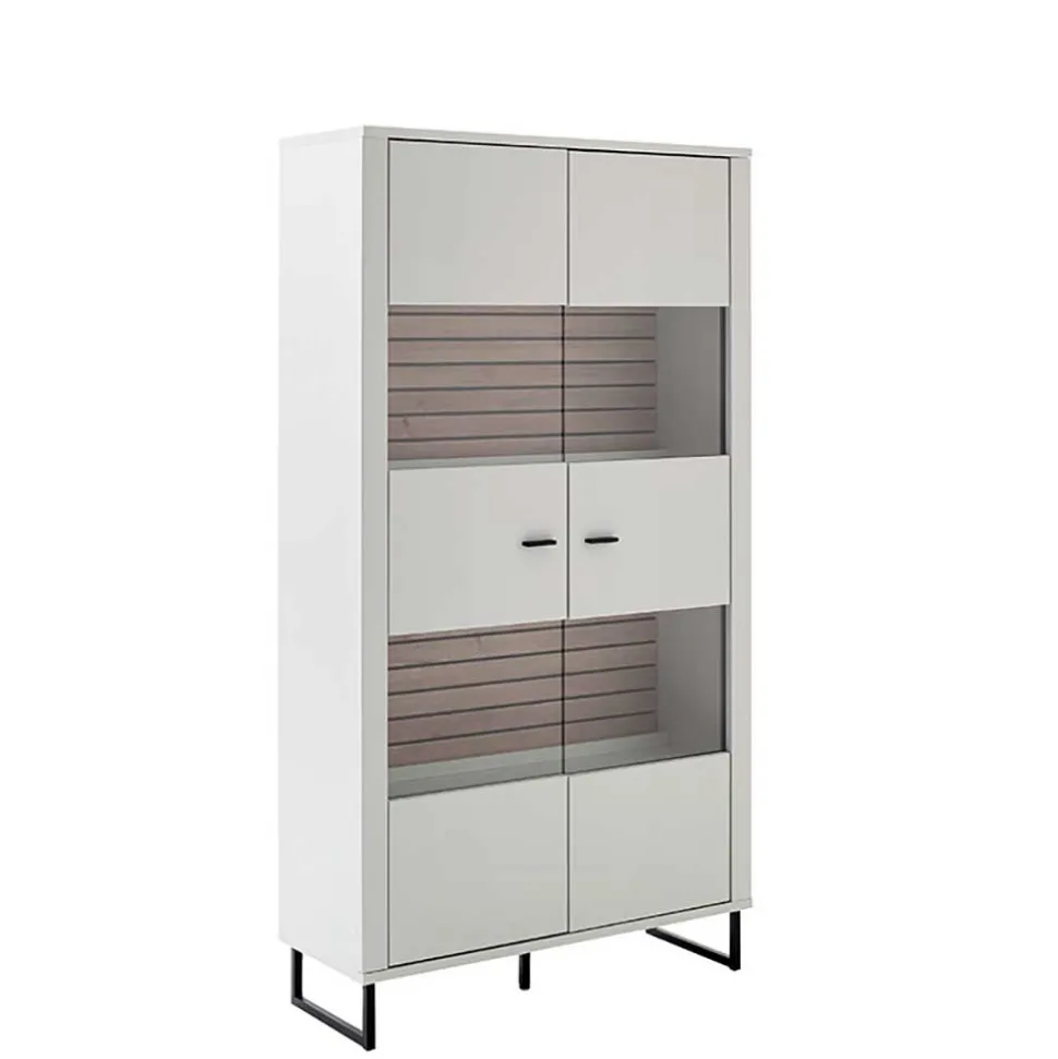2-türiger Vitrinenschrank mit Metallgriffen - Varzino