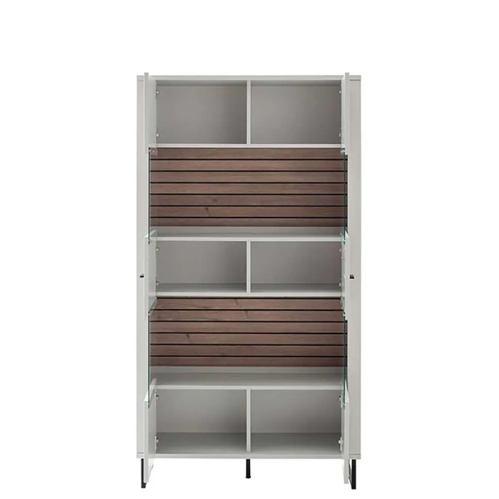 2-türiger Vitrinenschrank mit Metallgriffen - Varzino