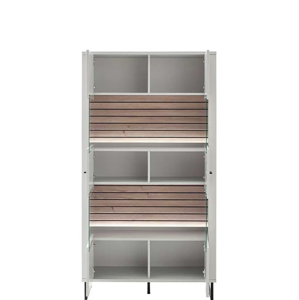 2-türiger Vitrinenschrank mit Metallgriffen - Varzino