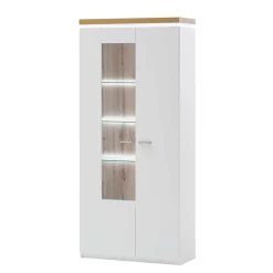 2-türiger Wohnzimmer Schrank mit Glaseinsatz & LED - Caldri
