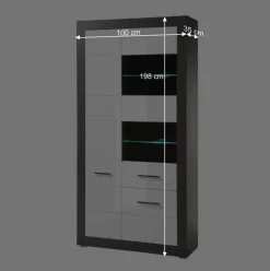 3-türiger Wohnzimmer Schrank mit Glas - Istensa
